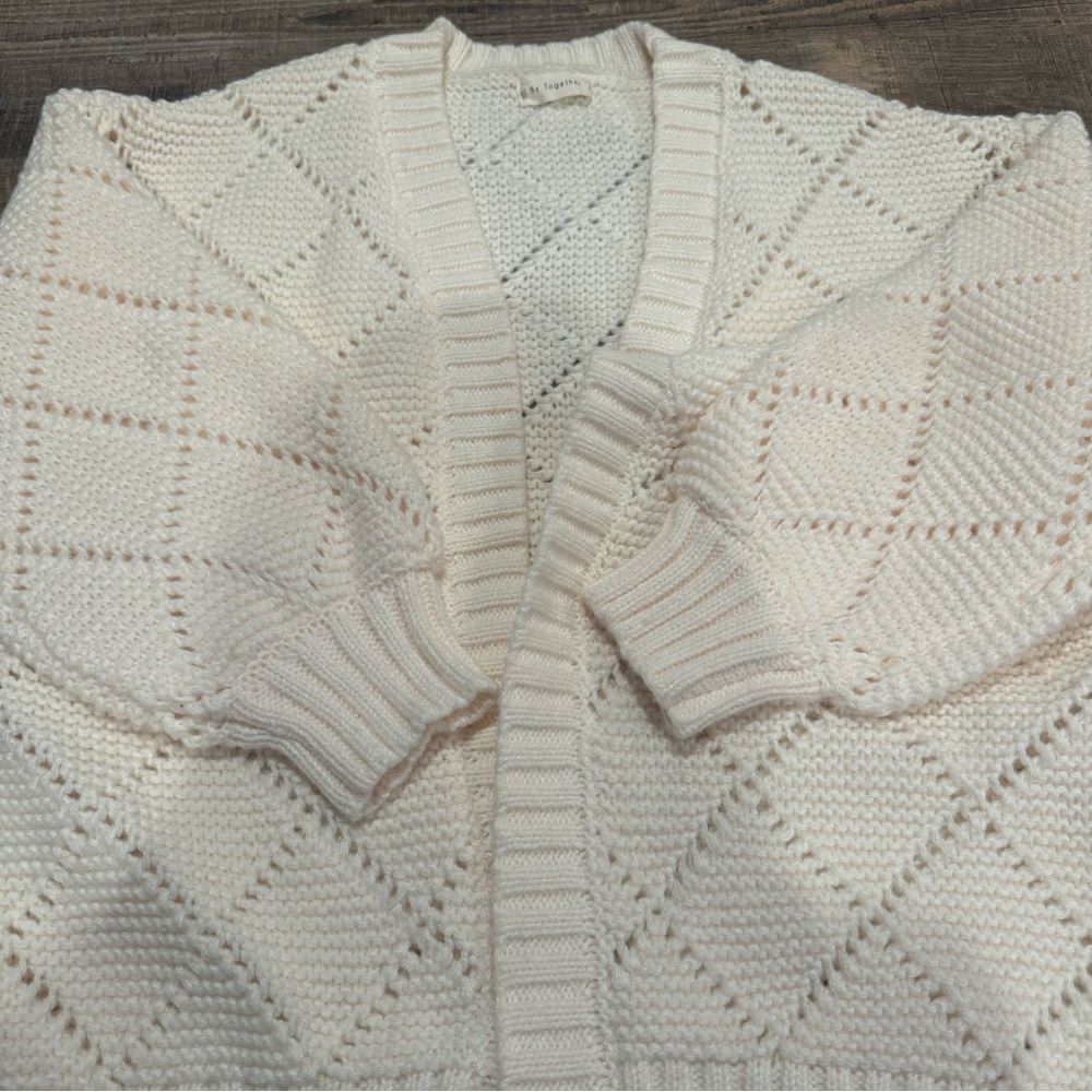 By Together Women's White Knit Cardigan